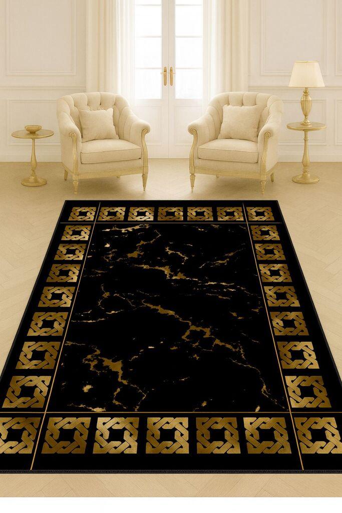 Концепт хипнозен тепих HM-CRP25-33, правоаголен, 160x230 cm, црно-златна боја