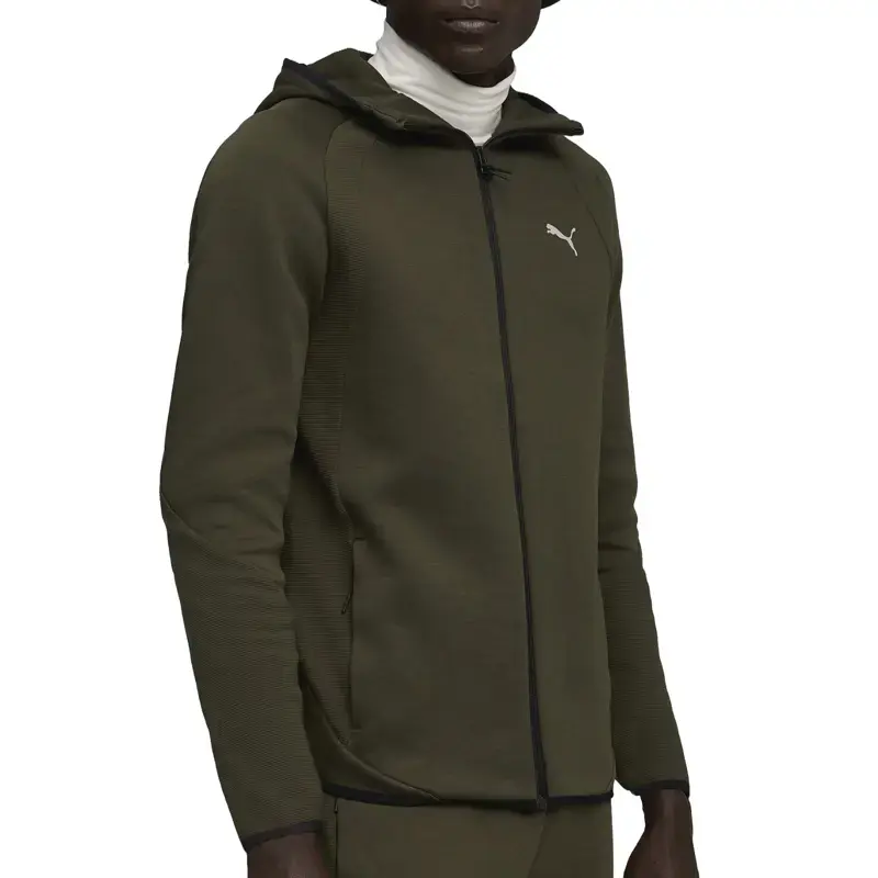 Puma Машки дуксер Puma Evostripe Fz Hoodie Dk, маслинест