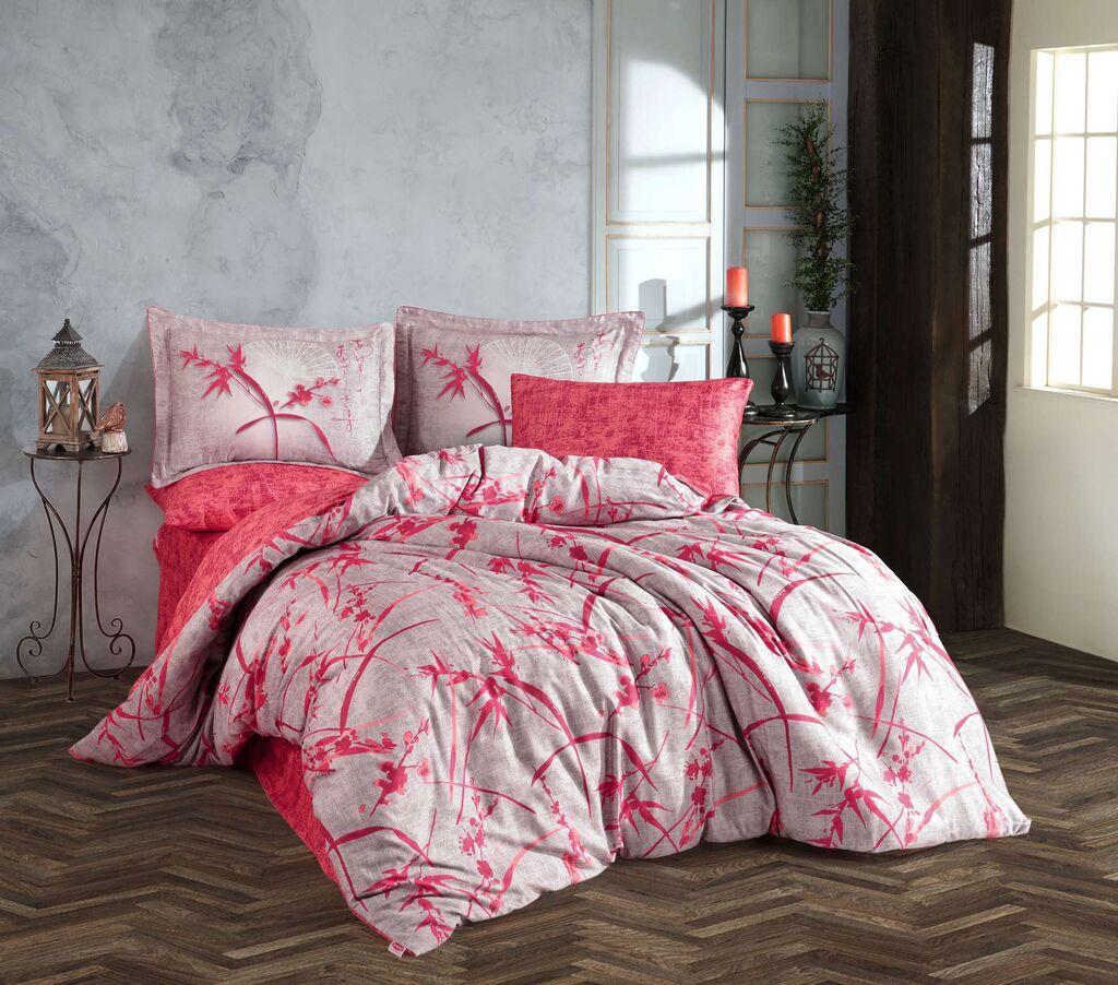 Комплет постелнина L'essentiel Maison Двоен јасмин, 200x220 cm, црвено-розова