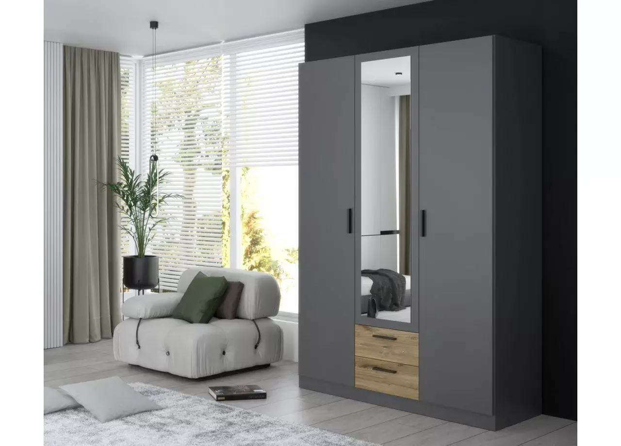 МЕБЕЛ-ВИ Трокрилен Ормар со Огледало