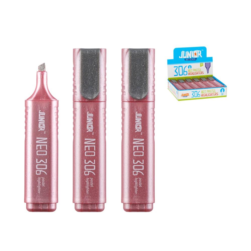 JUNIOR Текст Маркер, Со Светки, Широк, Пастелна, Neo 306, 140081, Розева