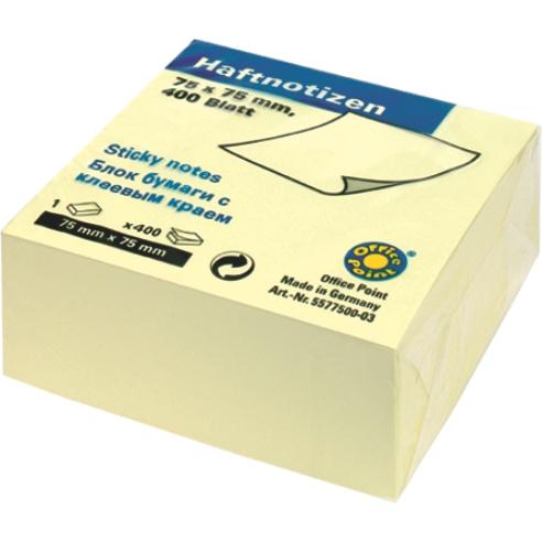 OFFICE POINT Мемо коцка, 75*75мм, 400 листа, 5577500-03, Жолта