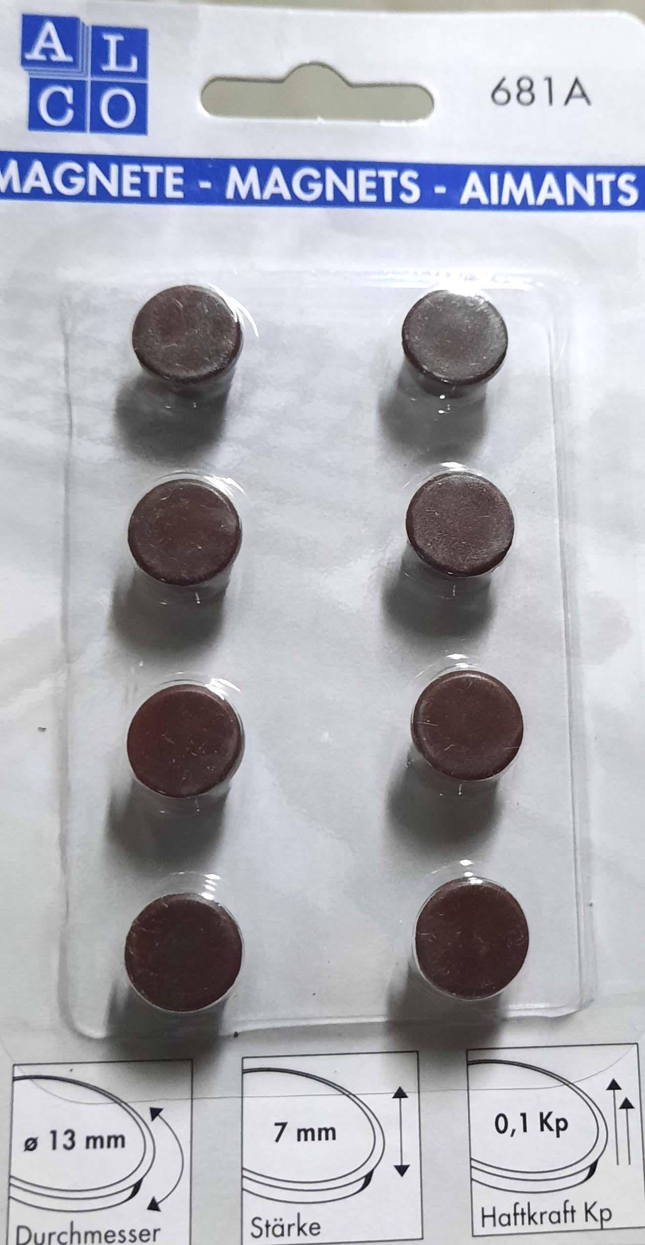 ALCO Магнети, Округли, O 13мм, Сет 1/8, 681A16