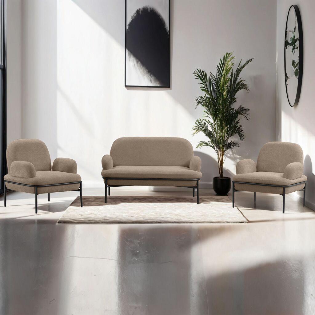 Комплет мебел за дневна соба Atelier del Sofa, 3 парчиња Aster, крем