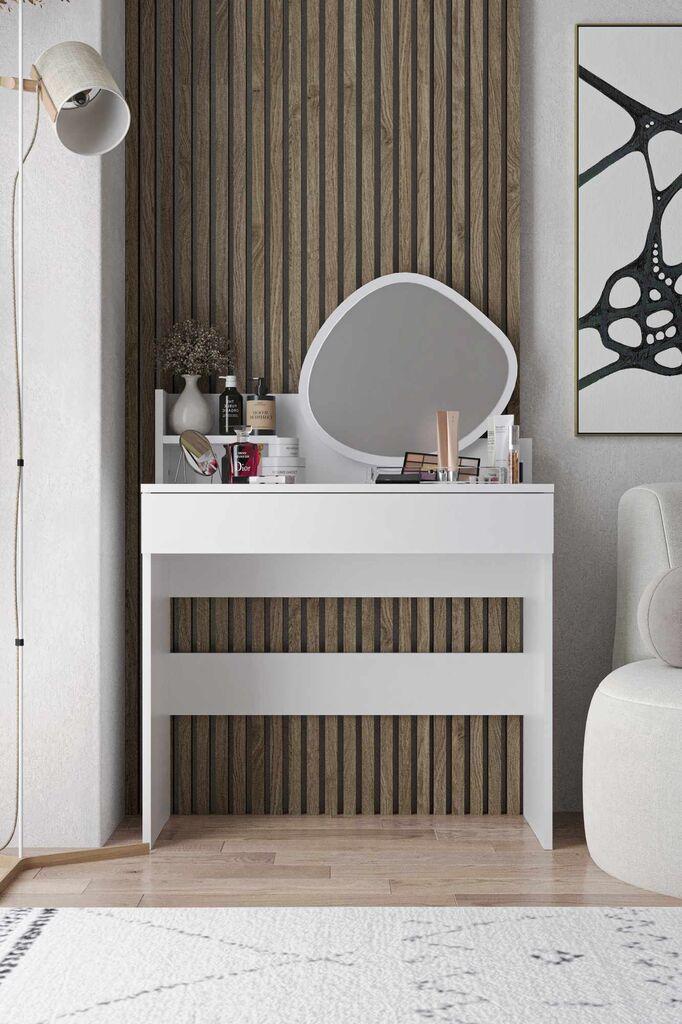 Маса за шминка Hanah Home Harmony Mini Amorphous, 90 x 40 x 133 см, бела