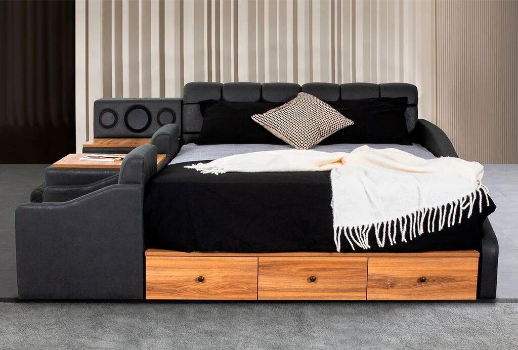 Подлога за кревет Hanah Home Nina Smart, 235 x 100 x 245 см, сива