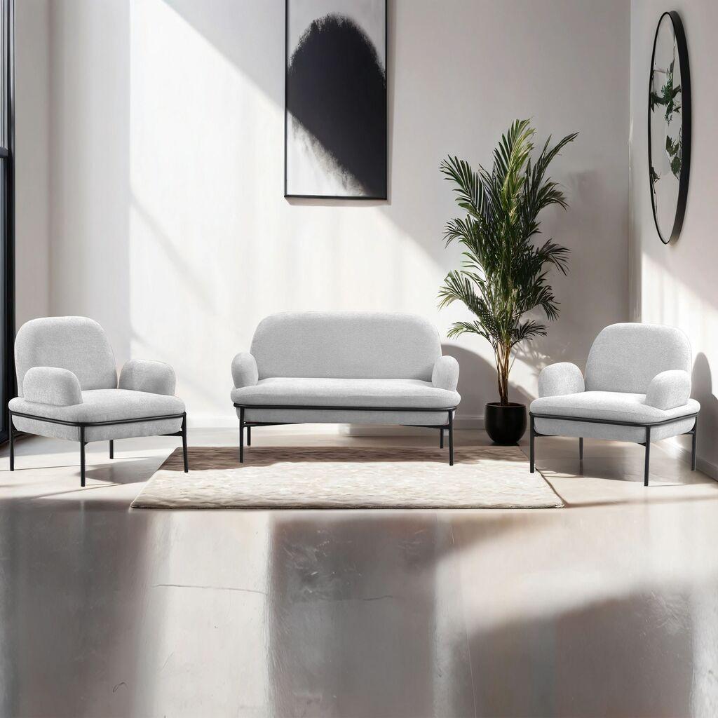 Комплет мебел за дневна соба Atelier del Sofa, 3 парчиња Aster, бела боја