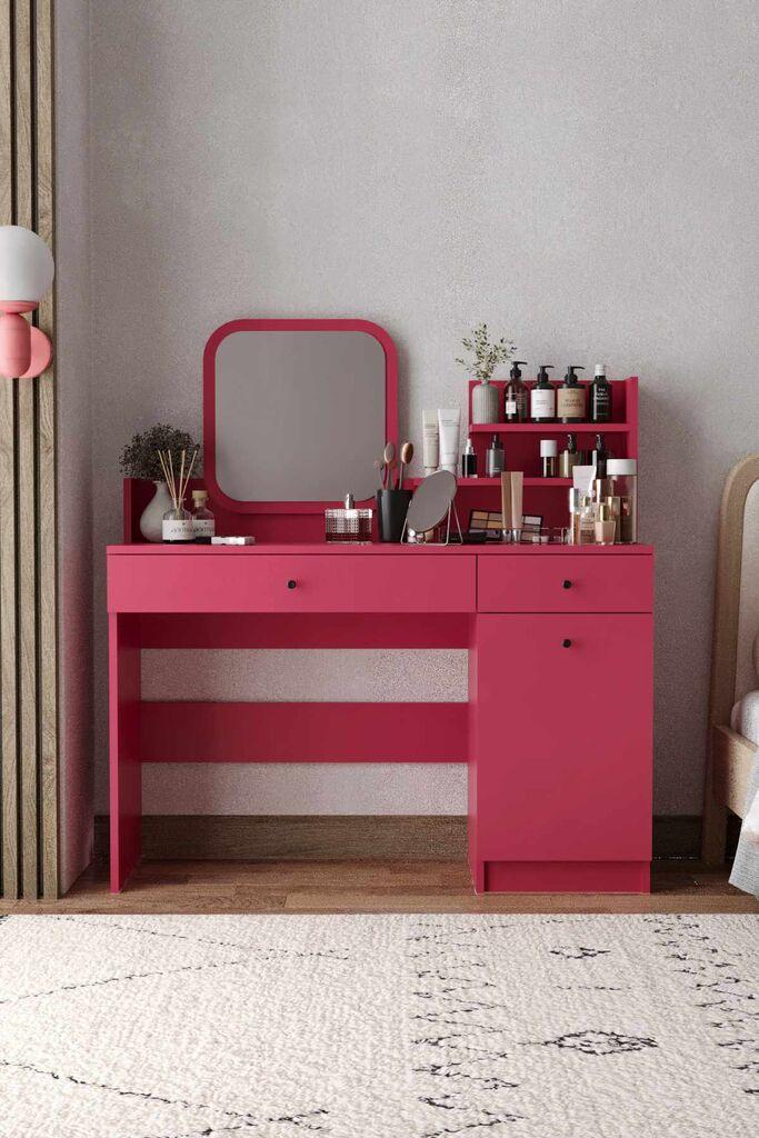 Маса за шминка Hanah Home Harmony 2 квадратна, 124 x 135 x 40 см, розова