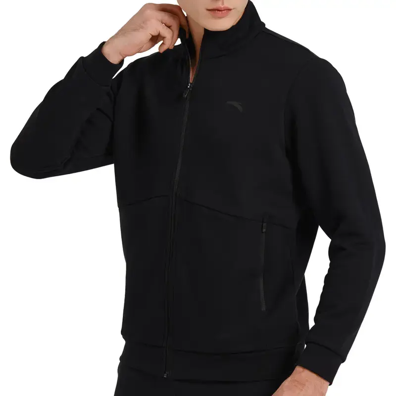 ANTA Машки Дуксерер Со Патент Knit Track Top, Црн