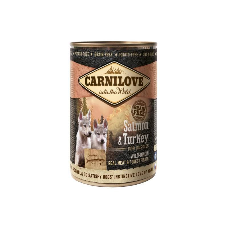 CARNILOVE Влажна храна за кученца, лосос и мисирка, без житарки, 400 г