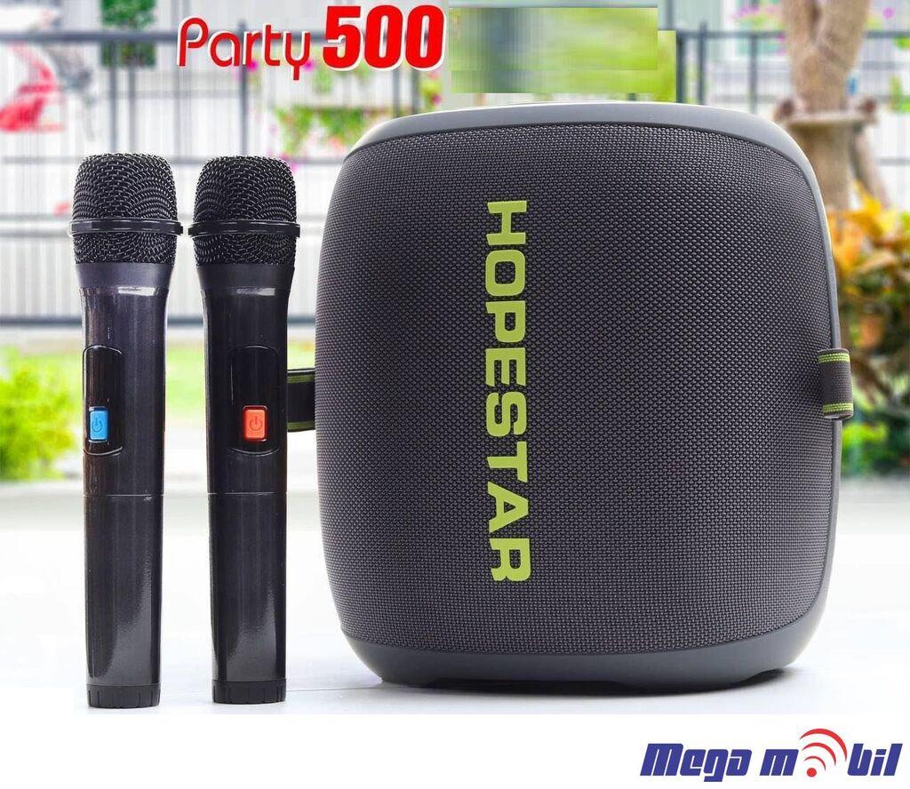 HOPESTAR Звучник Bluetooth Karaoke PARTY 500 Со 2 Микрофони, Црн