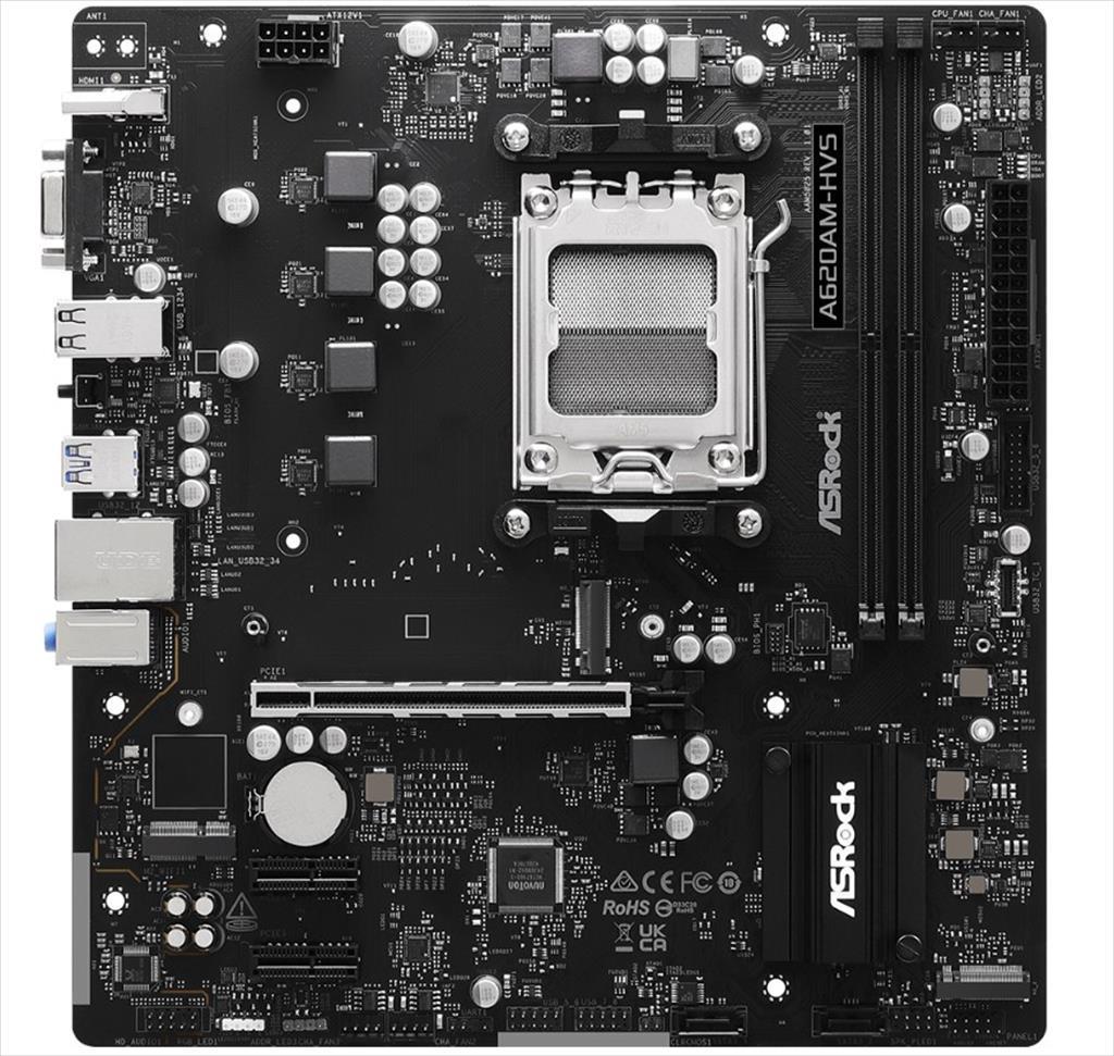 Asrock Mb Am5 A620Am-Hvs , 2Xddr5 6800Mhz, 1Xpciex16 4.0, 2Xpciex1, 2X M.2, Hdmi, Vga, 2Xsataiii, 90-Mxbsr0-A0Uayz