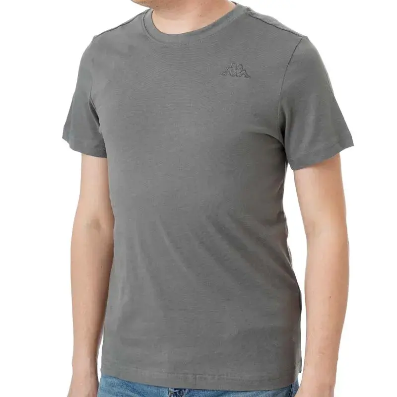 Машка маица Kappa со лого на Korpo Cafers во тесен крој, сива
