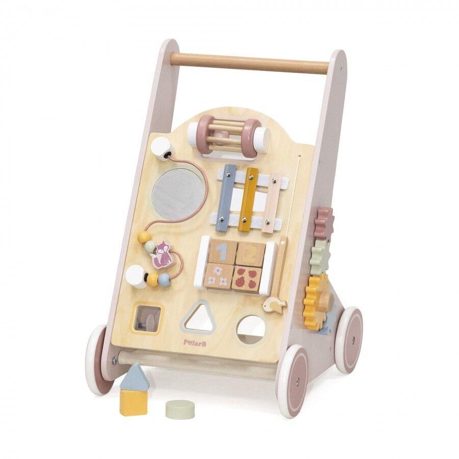 POLARB Дрвена Играчка Проодувалка Activity Baby Walker Розе
