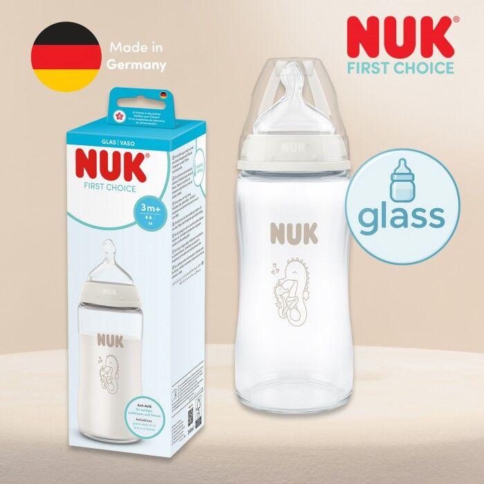 NUK Беби Шише First Choice Стакло Temperature Control со Силикон Цуцла 240 мл 3+ м.