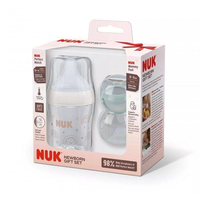 NUK Шишенце Perfect Match Promo Pack со Mommy Feel Цуцла Лажалка 150 мл 0+ м.