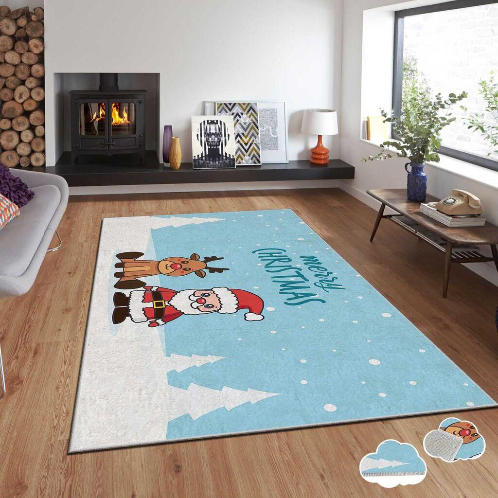 Тепих Conceptum Hypnose со новогодишни мотиви Asr-Crpt-34, правоаголен, 80x140 см, син