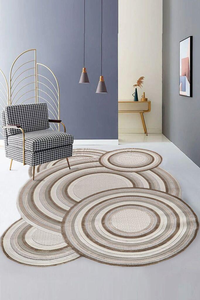 Концепт хипнозен тепих Amorf-Ar002, круг, 120x180 cm, крем-беж