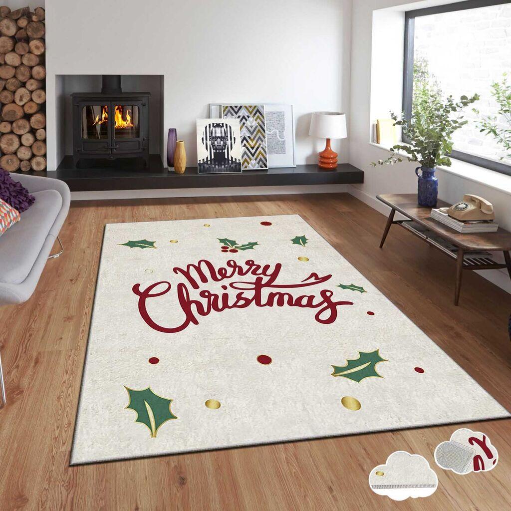 Тепих Conceptum Hypnose со новогодишни мотиви Asr-Crpt-70, правоаголен, 80x140 см, беж