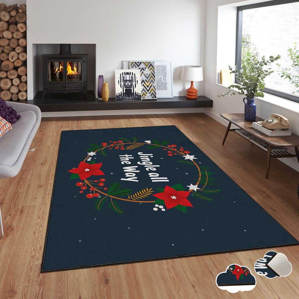 Conceptum Hypnose тепих со новогодишни мотиви Asr-Crpt-65, правоаголен, 80x140 cm, Teget