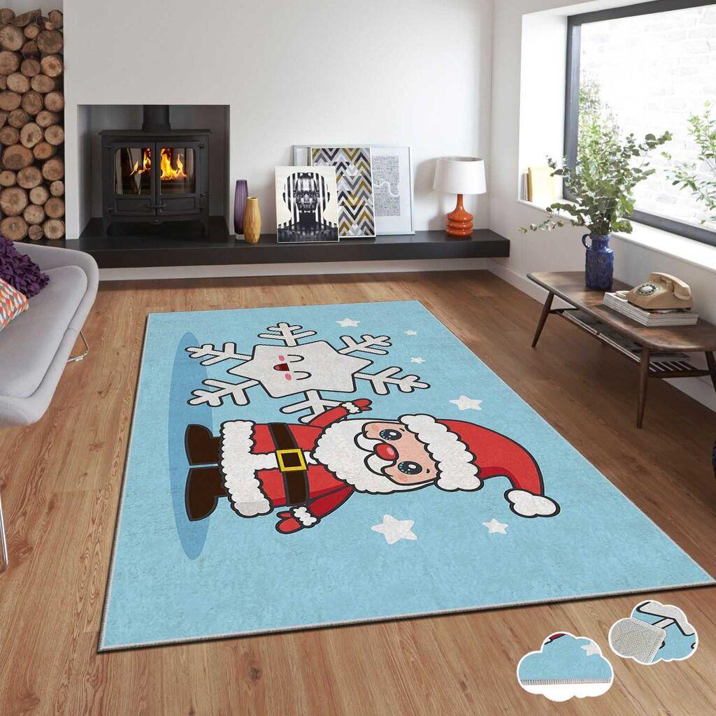 Тепих Conceptum Hypnose со новогодишни мотиви Asr-Crpt-33, правоаголен, 100x140 см, син