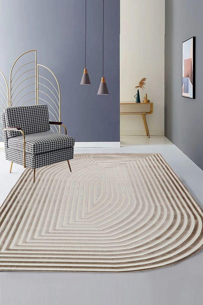 Концепт хипнозен тепих Amorf-Ar004, овален, 80x150 cm, крем-беж
