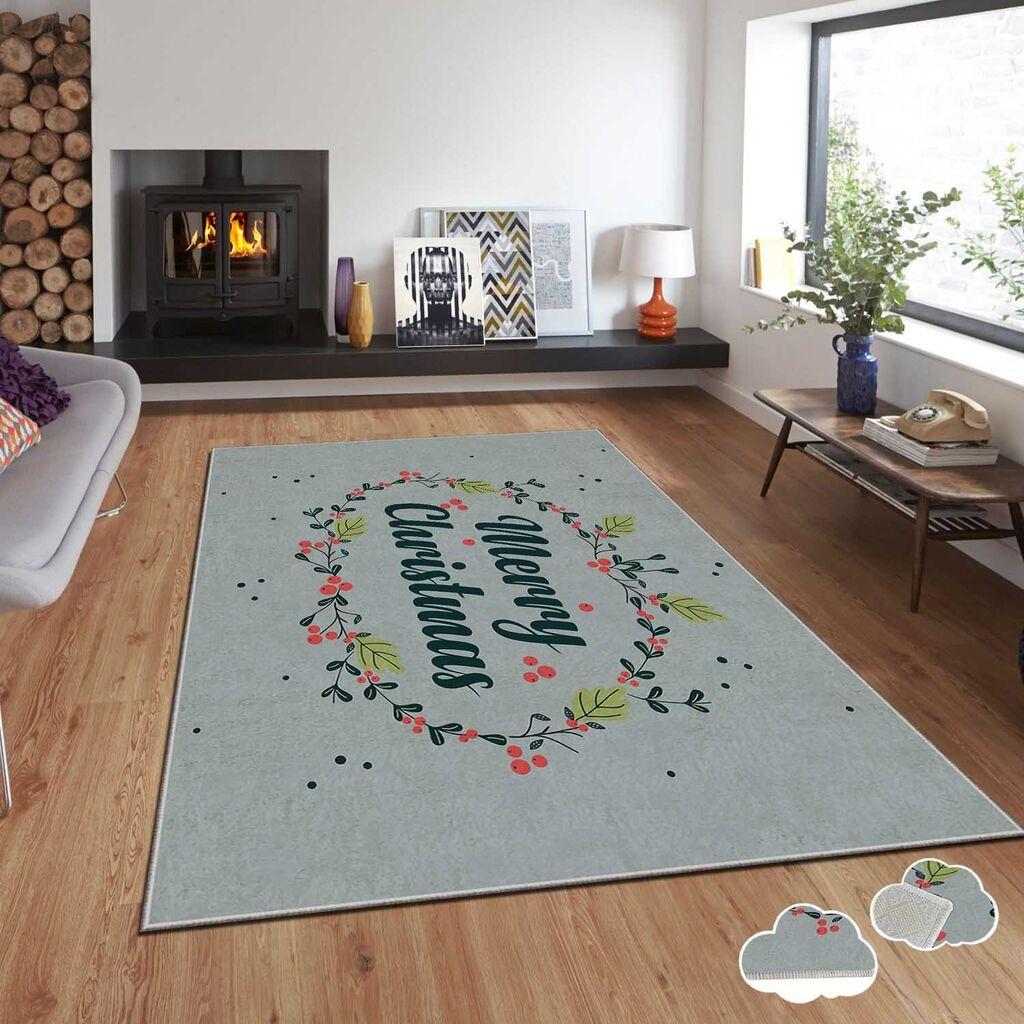 Тепих Conceptum Hypnose со новогодишни мотиви Asr-Crpt-63, правоаголен, 80x140 см, сив