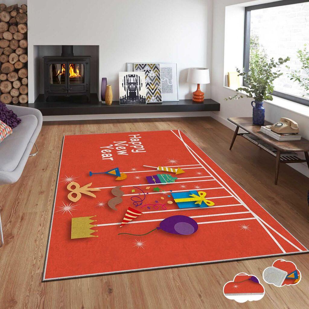 Тепих Conceptum Hypnose со новогодишни мотиви Asr-Crpt-8, правоаголен, 80x140 см, црвен