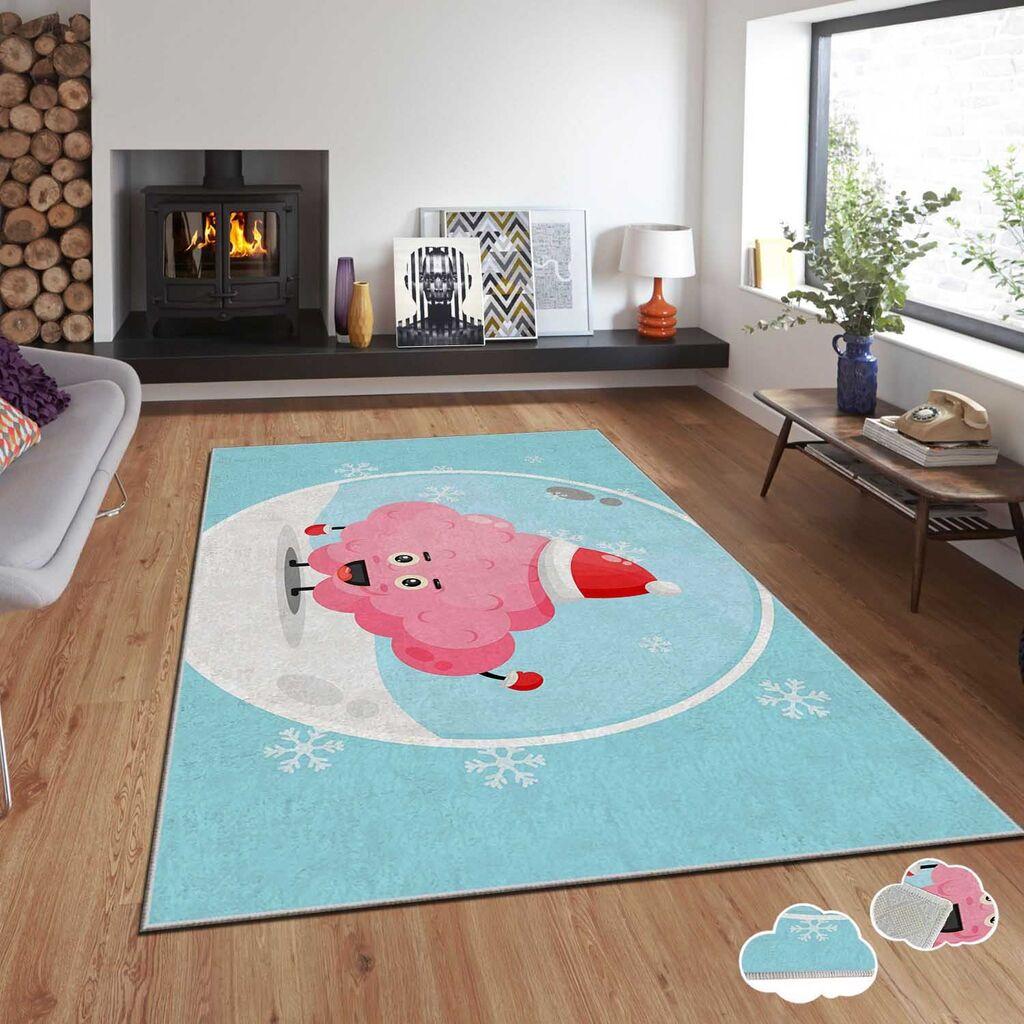 Тепих Conceptum Hypnose со новогодишни мотиви Asr-Crpt-31, правоаголен, 80x140 см, син