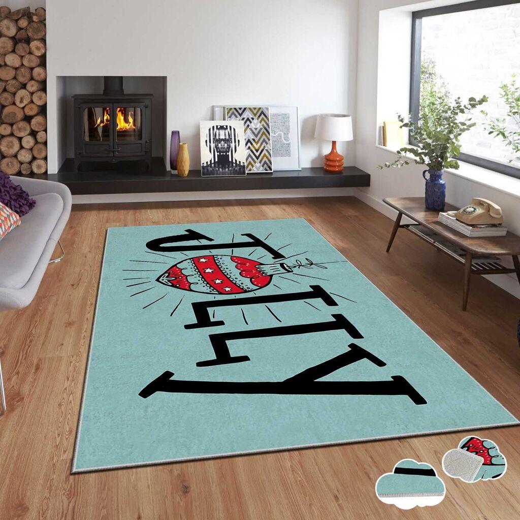 Тепих Conceptum Hypnose со новогодишни мотиви Asr-Crpt-55, правоаголен, 80x140 см, во боја на ментол