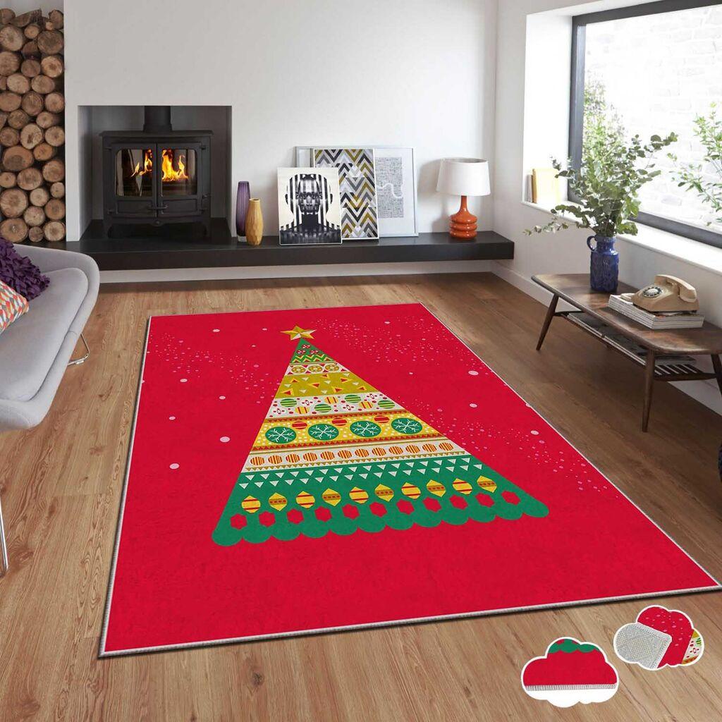 Тепих Conceptum Hypnose со новогодишни мотиви Asr-Crpt-86, правоаголен, 80x140 см, црвен