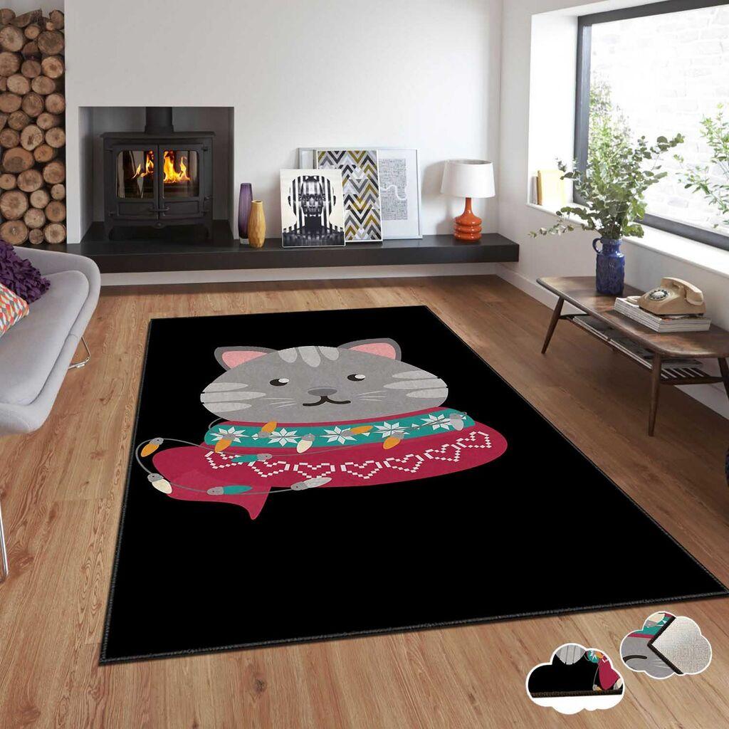 Тепих Conceptum Hypnose со новогодишни мотиви Asr-Crpt-42, правоаголен, 180x280 см, црн