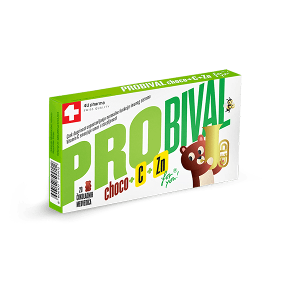4U Probio Choco + Vitamin C + Цинк 20 таблети