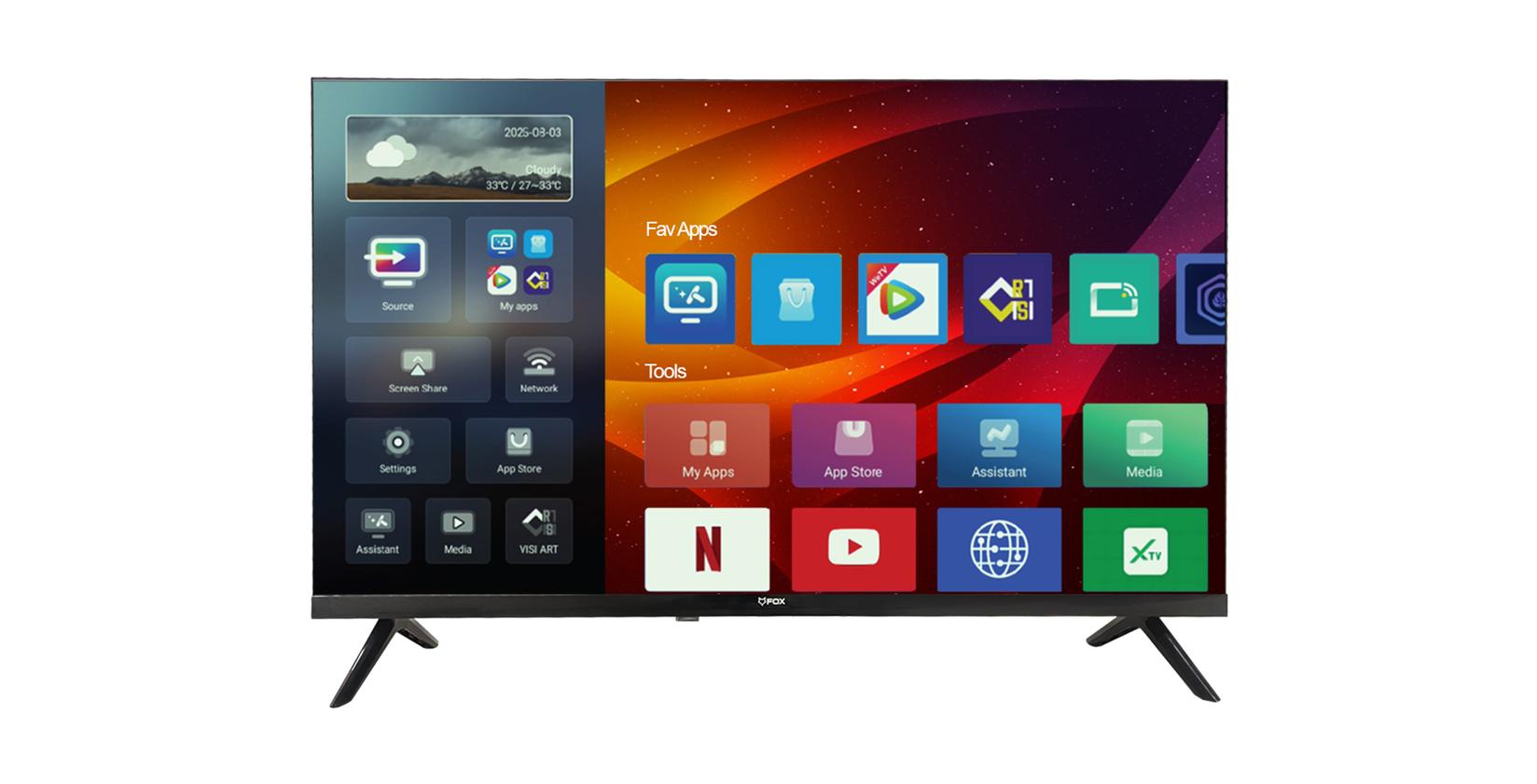 FOX телевизор 32AOS470E 32", паметен Android 14.0, црн