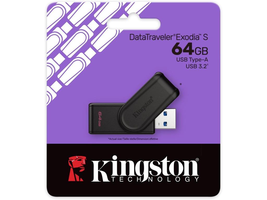 KINGSTON USB Флеш меморија DataTraveler Exodia S, 64GB, USB 3.2, црна
