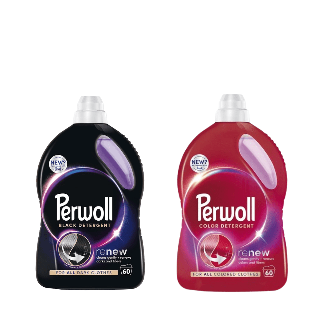 PERWOLL Сет Течен детергент за темни алишта  3000 ml + Течен детергент color 3000 ml