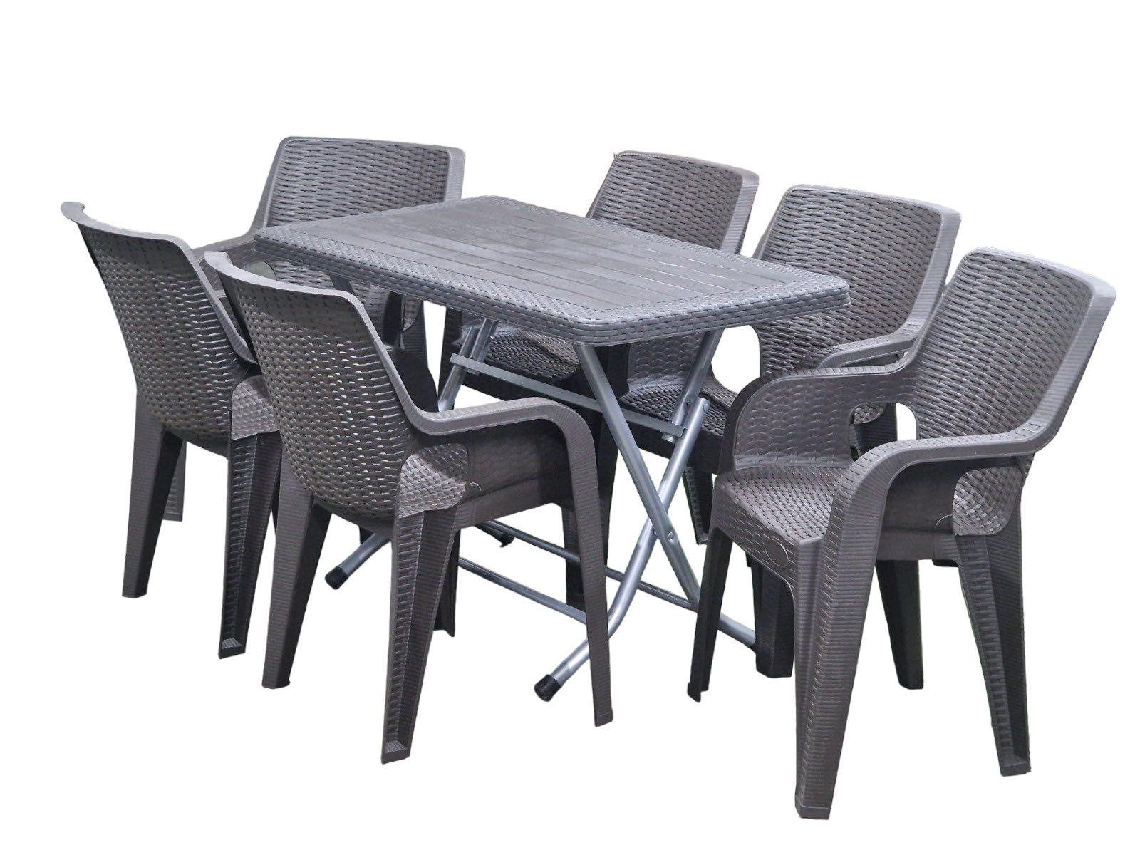 Сет Маса 120Х70 + 6 Столици Кафеава