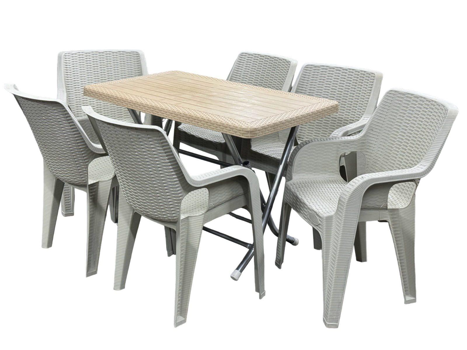 Сет Маса 120Х70 + 6 Столици  Сива