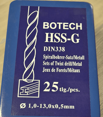 Botech Комплет брусена бургија за метал според Din 338-G (F1-F13) метална кутија
