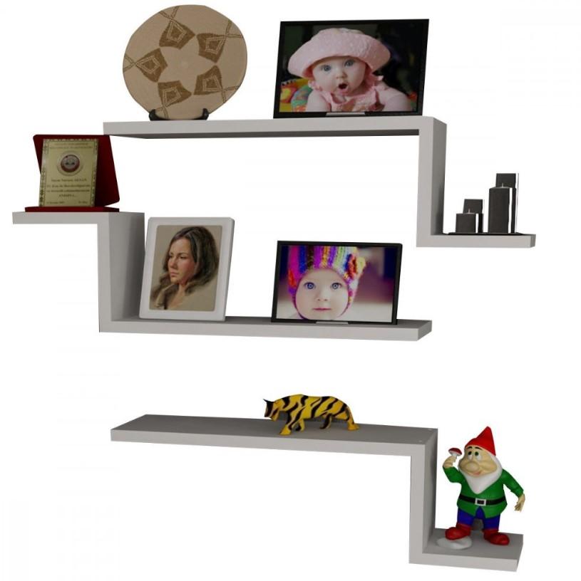 Hanah Home Lowa полица за dzид, 3 парчиња, бела