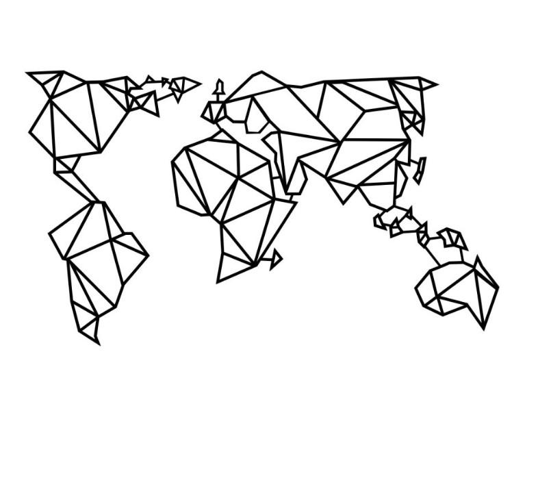 Wallity ѕидна декорација „Светска мапа 4“, 140x80 см, црна