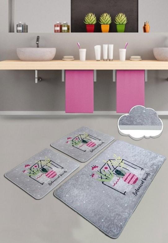 L'Essentiel Maison Простирка за капење ботанички слатки 1, 3 парчиња, сива боја