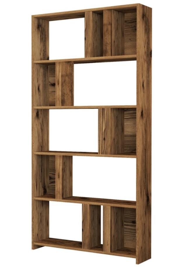 Полица за книги Hanah Home Lima од орев 90x180x20 см, кафеава