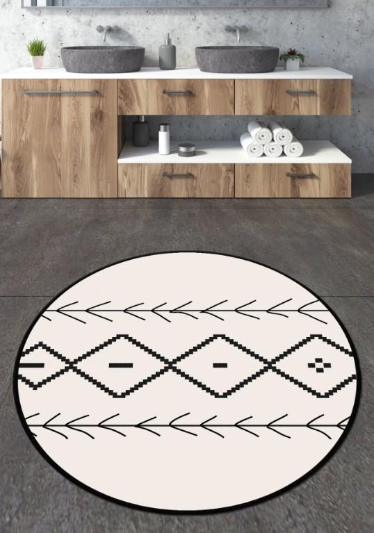 Тепих за бања L'essentiel Maison Sagitta, 100 см, црно-бел