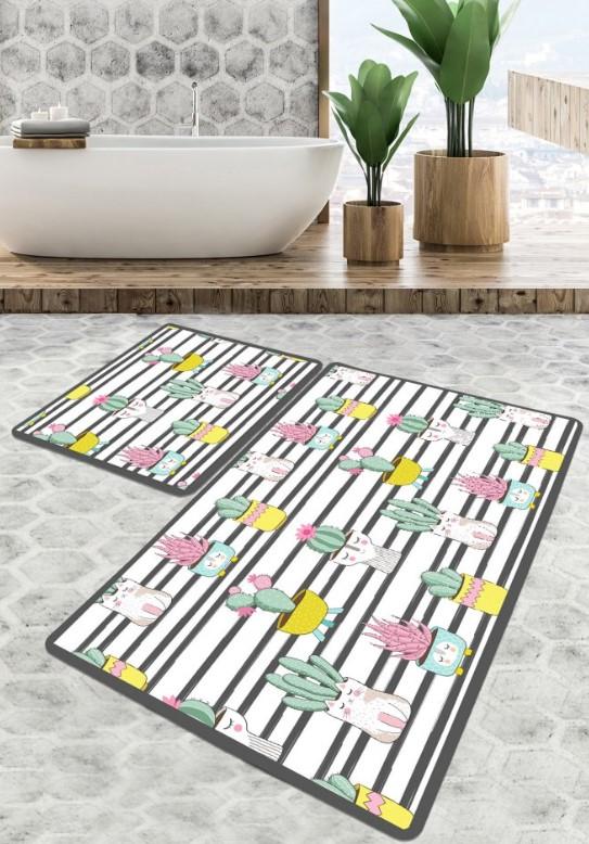 Простирка за бања L'Essentiel Maison Catinus Cactus, 2 парчиња, Шарена