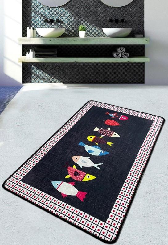 Тепих за бања L'essentiel Maison Swing of Fish, 70x120 см, шарен