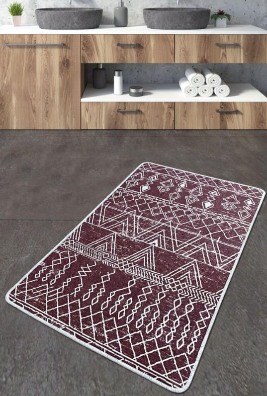 Килим за бања L'essentiel Maison Extraordinario, 70x120cm, бордо-бел