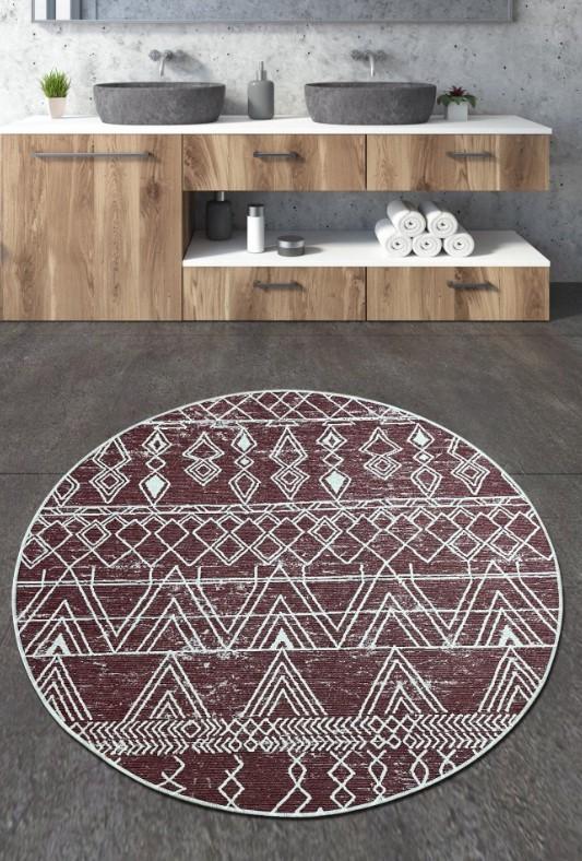 Тепих за бања L'essentiel Maison Straordinario, 80cm, бордо-бел