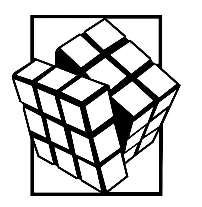 Wallity декорација за ѕид Рубикова коцка, 64x69 см, црна