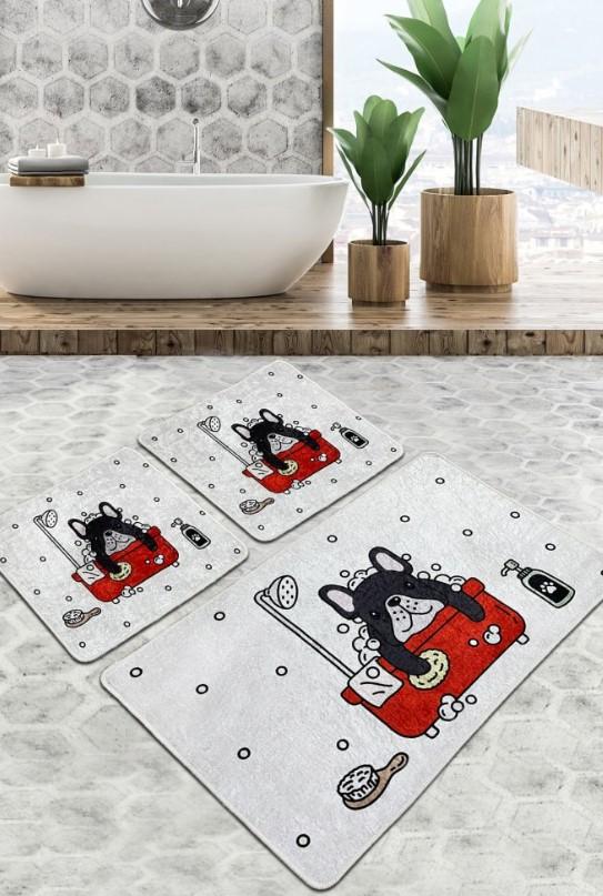 Простирка за туширање L'Essentiel Maison Dogs, 3 парчиња, сива боја